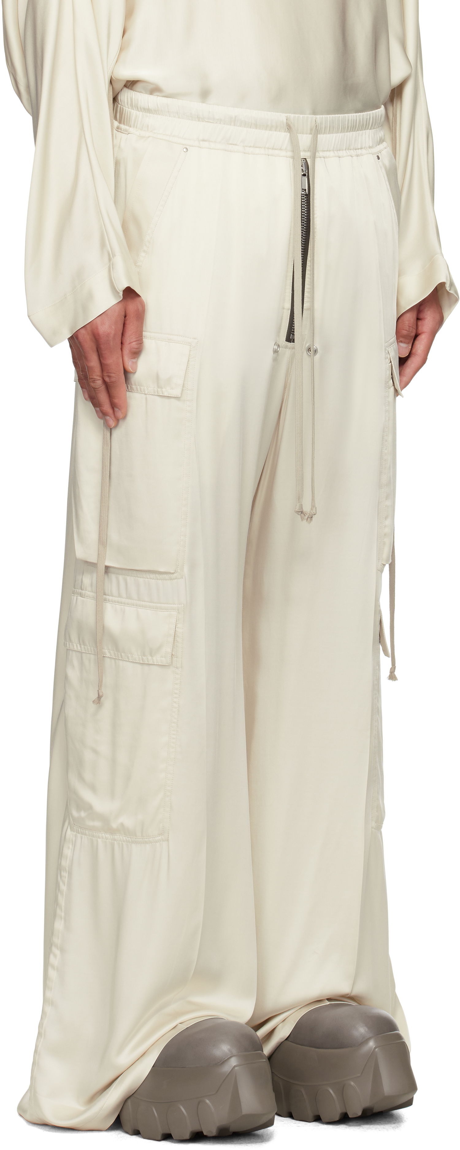 Cargo bukser Rick Owens Rick Owens Hollywood Cargobelas Silk Cargo Pants Beige | RR01E5339 SCH, 1