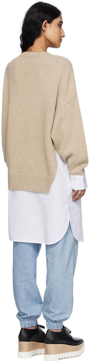 Sweater Stella McCartney Stella McCartney Women's Shirting Detail Knit Sweater Beige | 6K08363S2515, 2