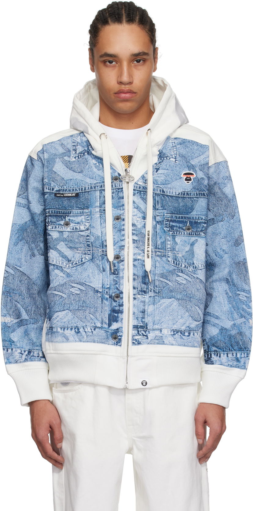 Sweatshirt AAPE by A Bathing Ape AAPE by A Bathing Ape 'AAPE' Main Lightweight Denim Hoodie Jacket Blå | AAPLJM7710XXNIVX