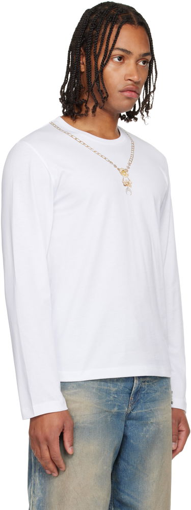 T-shirt Marine Serre Marine Serre Trompe L'Œil Jewelry Jersey LS T-Shirt Hvid | MTT076ACJER0092, 1