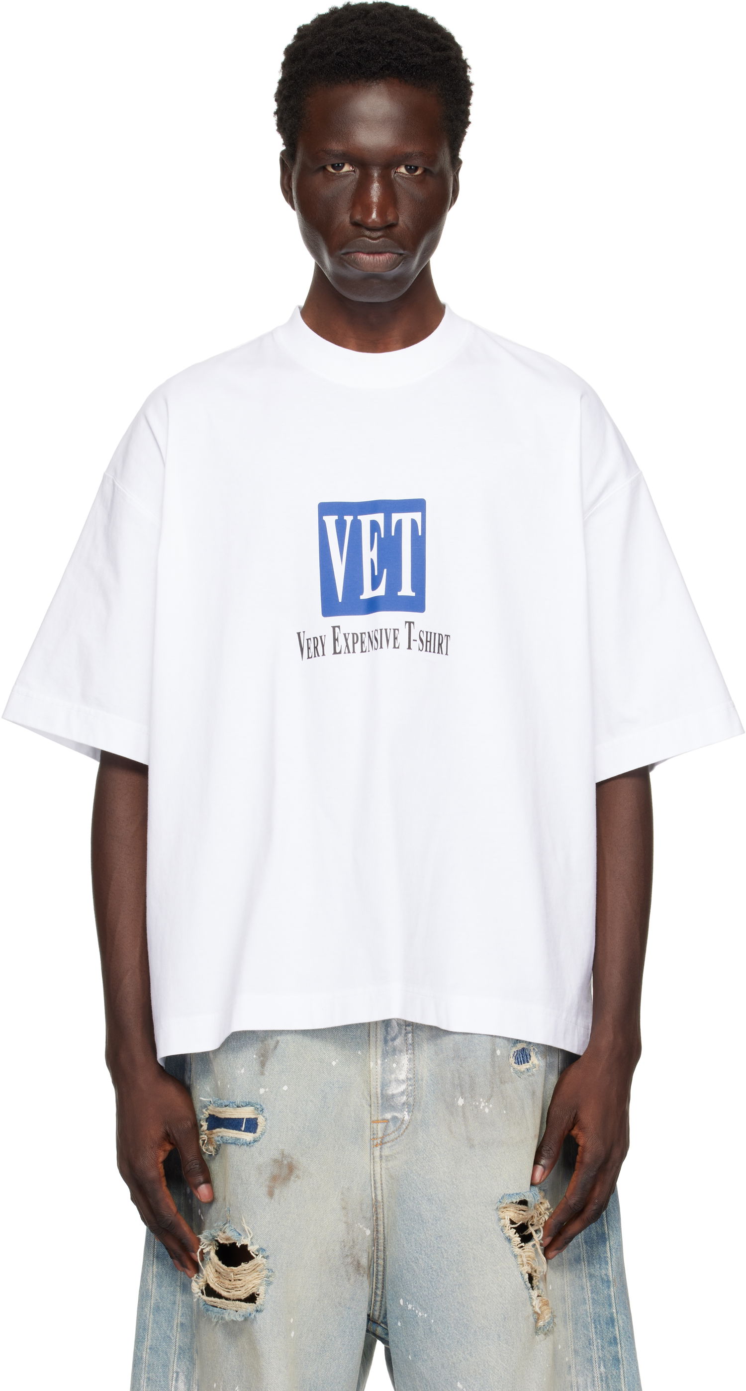 T-shirt VETEMENTS 'VET' Cropped Boxy T-Shirt Hvid | UA66TR685W, 0
