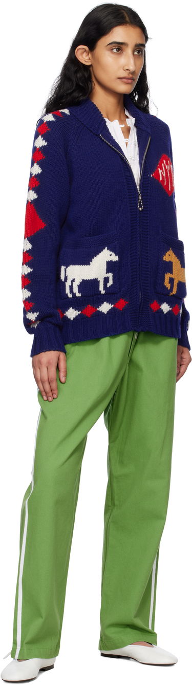 Sweater Bode Bode Diamond Corral Zip Cardigan Blå | MRS25KT015, 3