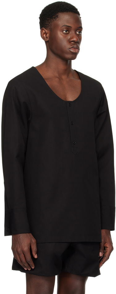 Skjorte We11done Scoop Neck Long Sleeve Shirt Sort | WD-BL1-24-151-M-BK, 1