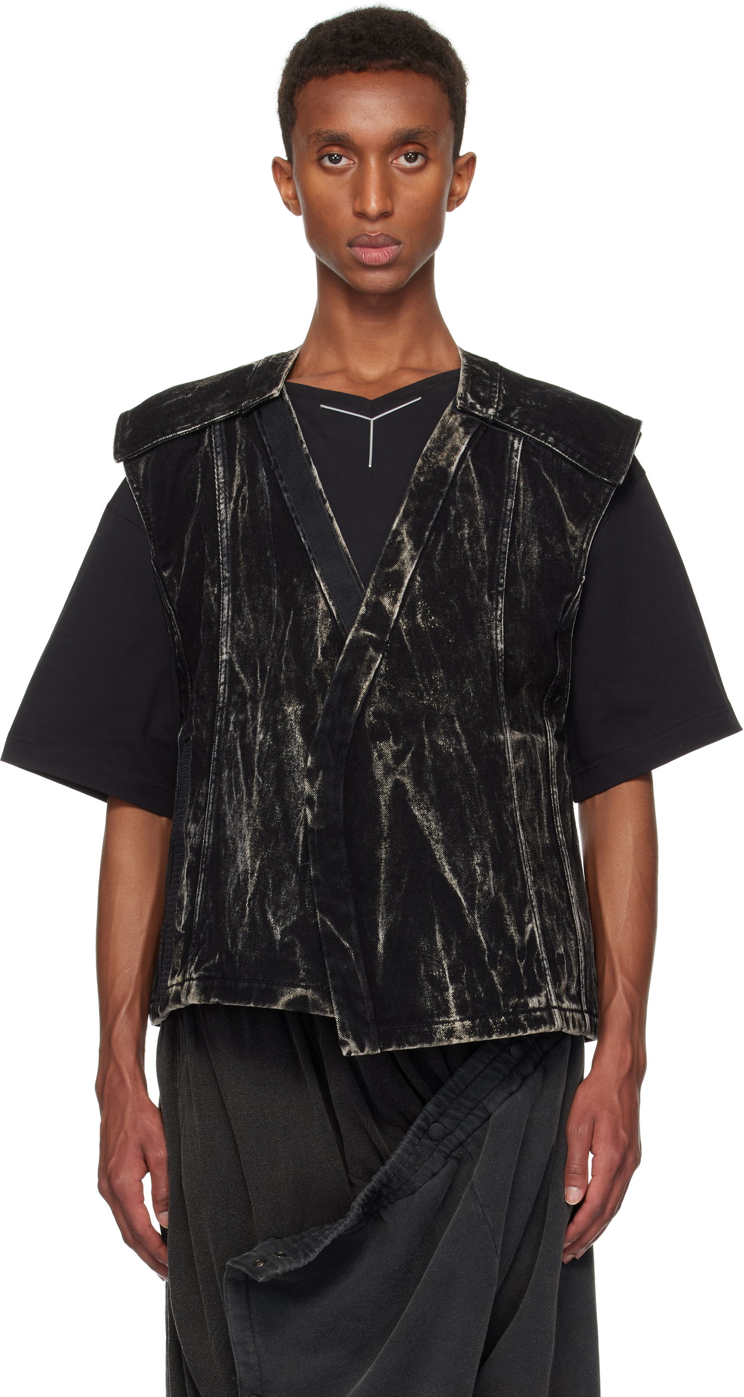 Vest Y/PROJECT Vertical Whiskers Denim Vest Sort | 107JA004, 0