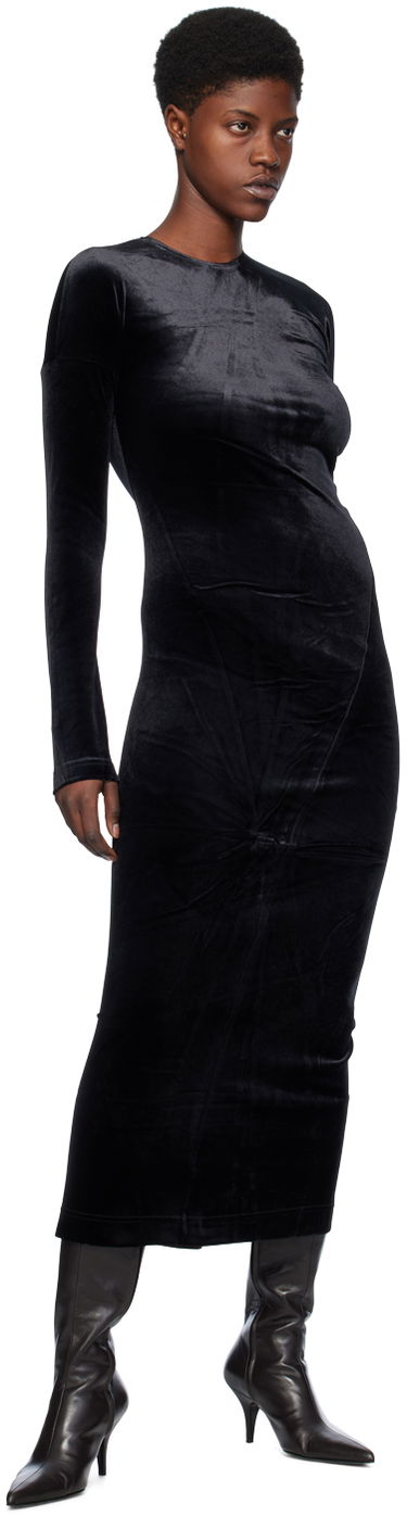 Kjole TOTEME Twisted Velvet Midi Dress Sort | 234-WRD824-FB0078, 3