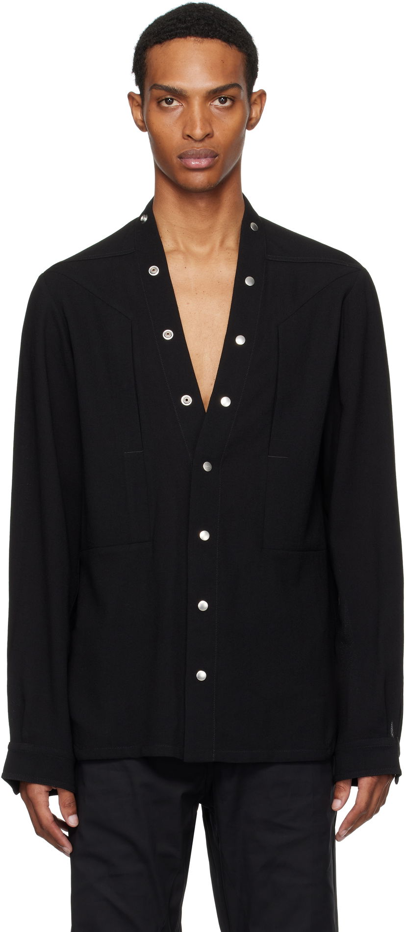 Skjorte Rick Owens Concordians Larry Fogpocket Shirt Sort | RU02E1287 WA