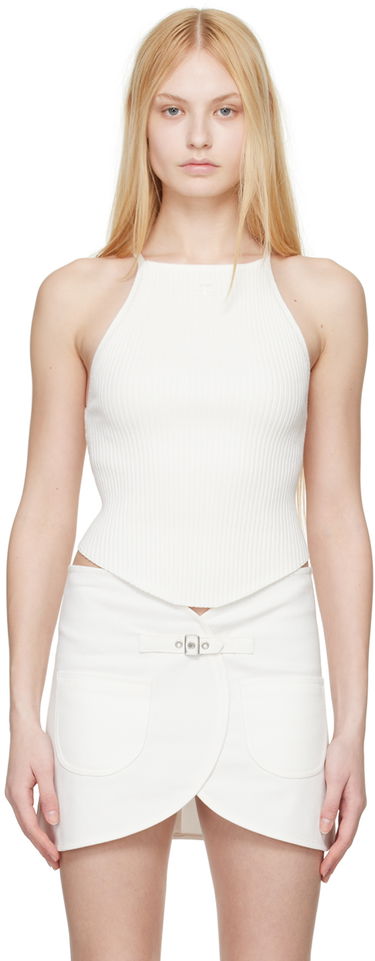 Tanktop Courrèges Halter Neck Ribbed Knit Tank Top Hvid | 124MDE074FI0001, 0