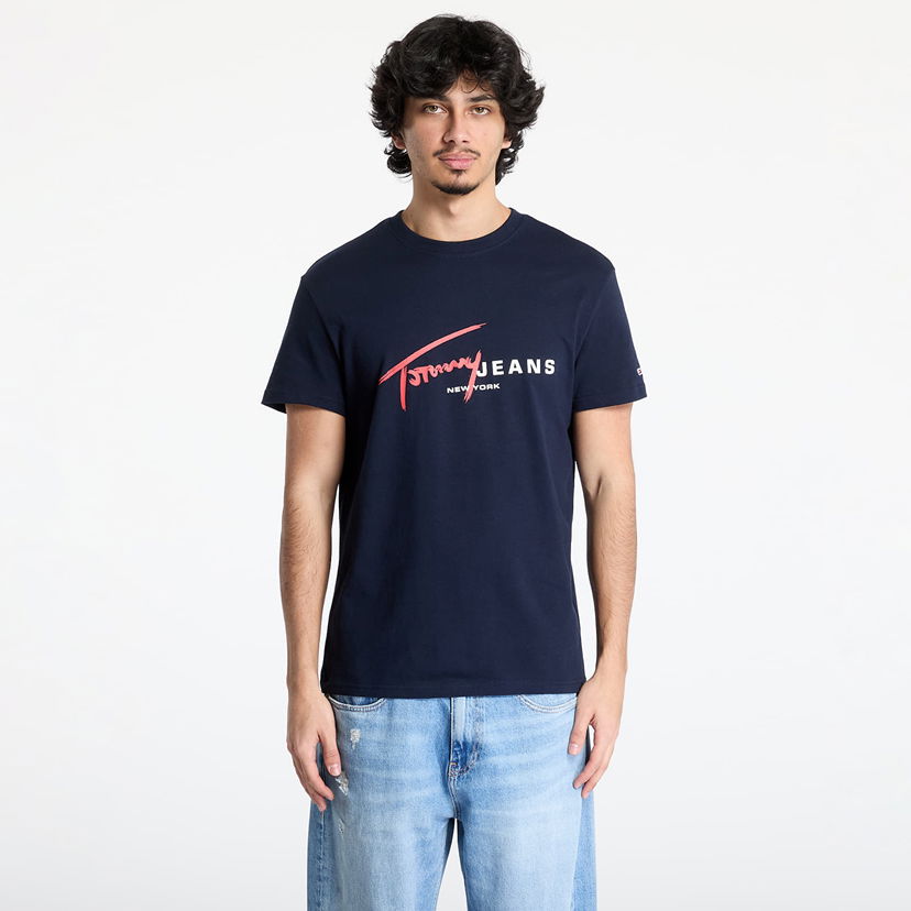 T-shirt Tommy Hilfiger Tommy Jeans Regular Signature Dna Tee Mørkeblå | DM0DM20817 C1G