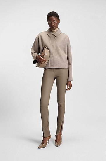 Leggings BOSS Leather Leggings Beige | 50541926, 1