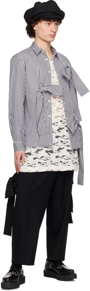 Skjorte Comme des Garçons Homme Plus Broad Stripe Tie Shirt Mørkeblå | PO-B018-051, 3
