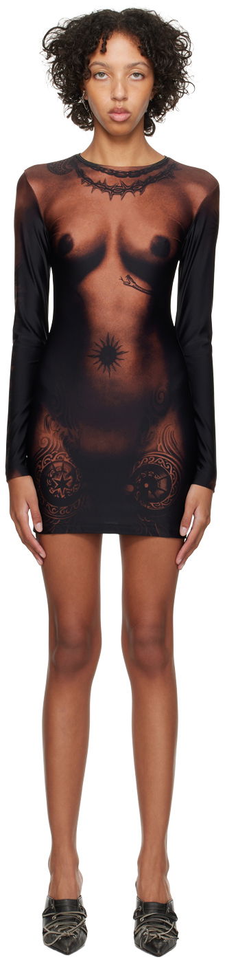Kjole Jean Paul Gaultier Jean Paul Gaultier 'The Short Ebony Body Tattoo' Minidress Flerfarvet | 23/15-F-RO070-J527-67