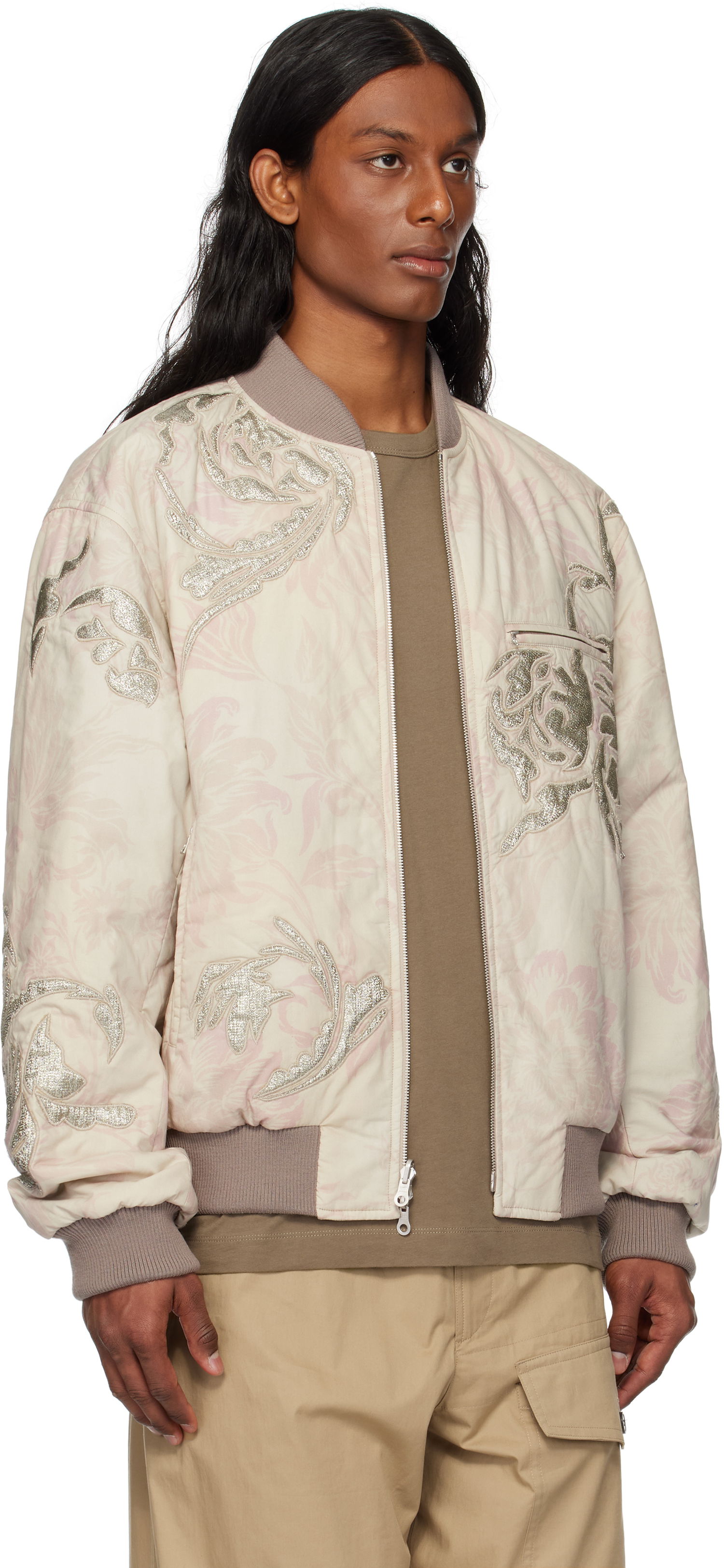 Bomberjakke Dries Van Noten Dries Van Noten Floral Reversible Bomber Jacket Lyserød | 251-080539-1002, 1