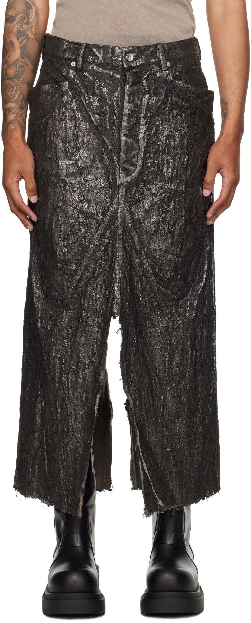 Nederdel Rick Owens Concordians Long Slivered Denim Skirt Sort | RU02E1330 BZMT