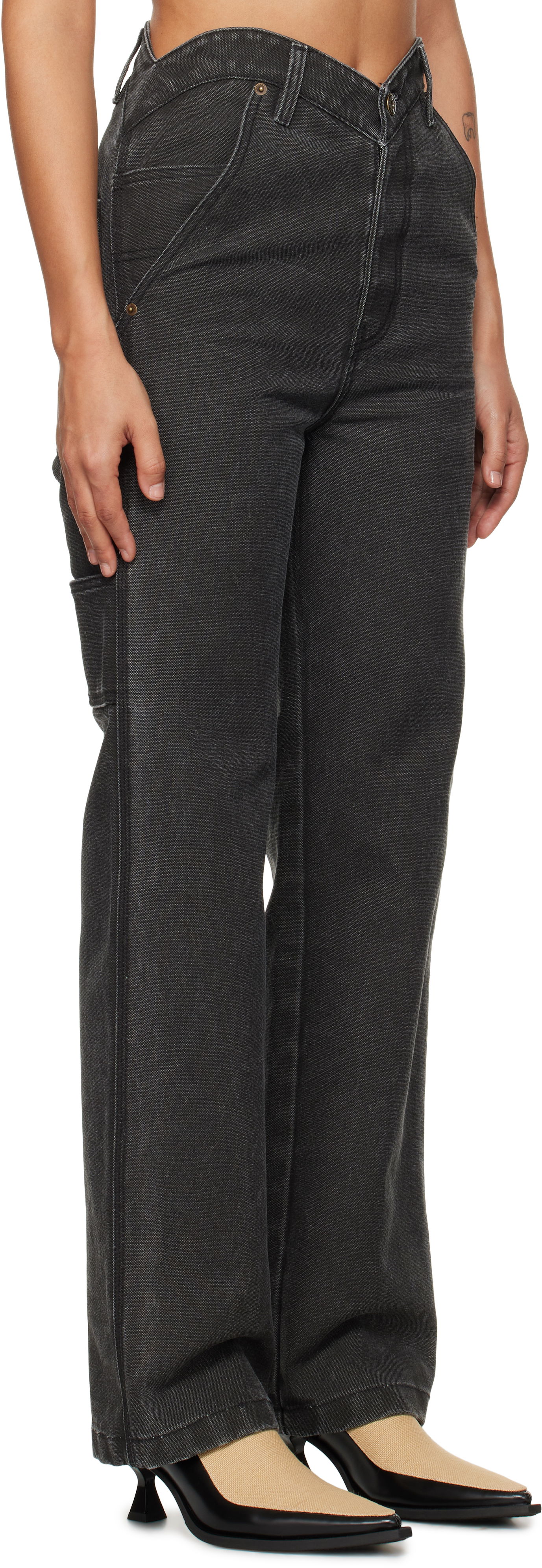 Jeans We11done We11done Heart Work Trousers Sort | WD-PT3-24-280-W-BK, 1