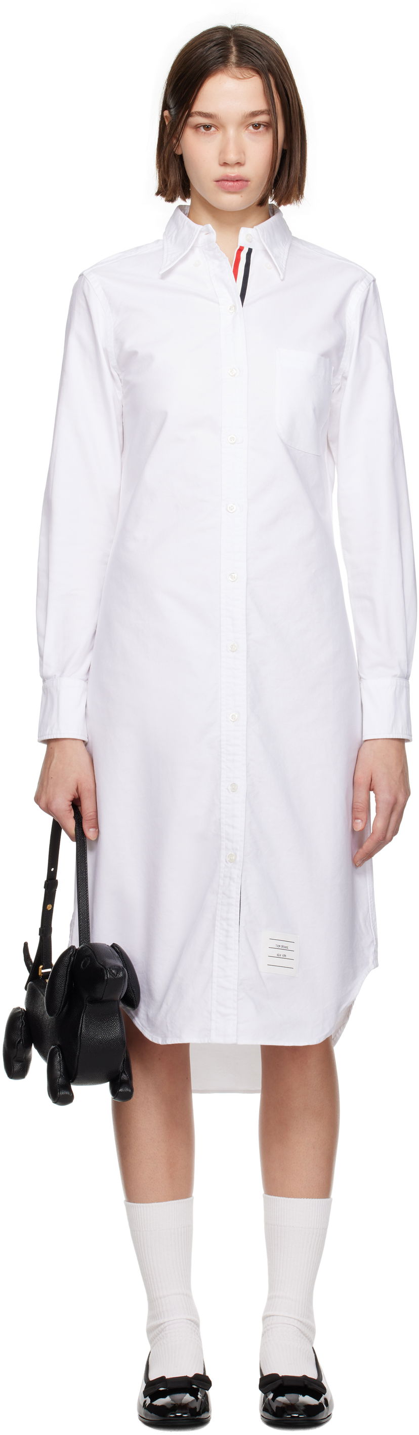 Kjole Thom Browne Oxford Shirt Midi Dress Hvid | FDS001E-F0313