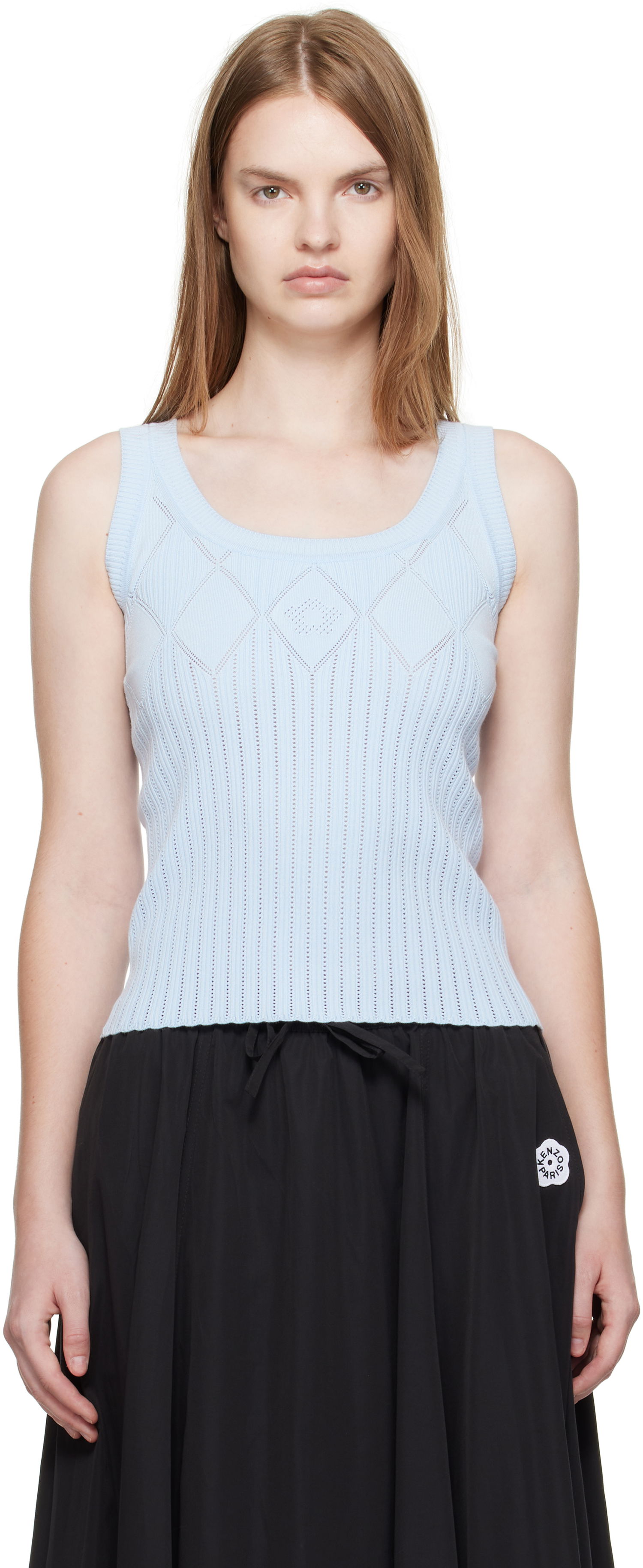 Tanktop KENZO Kenzo Paris Textured Tank Top Blå | FF62TO6143CW, 0