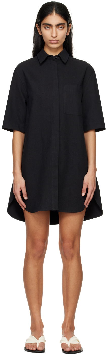 Kjole Loulou de Saison Loulou de Saison Basava Mini Shirt Dress Sort | BASAVA