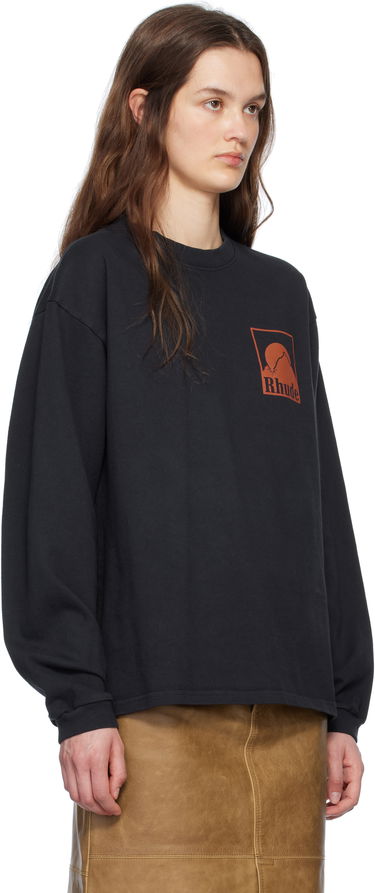 Sweater Rhude Rhude Moonlight Badge Long Sleeve T-Shirt Sort | RHSS25TT16012, 4