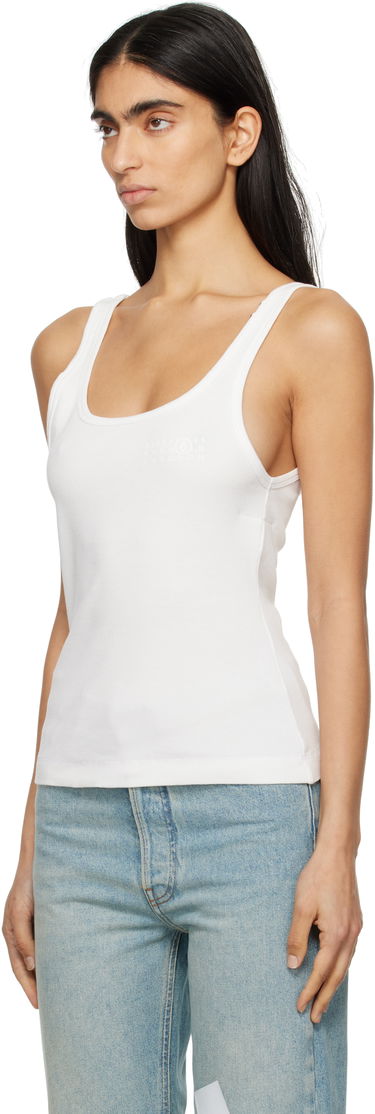 Tanktop Maison Margiela MM6 Maison Margiela Cotton Ribbed Tank Top Hvid | S52NL0070 M20054, 3