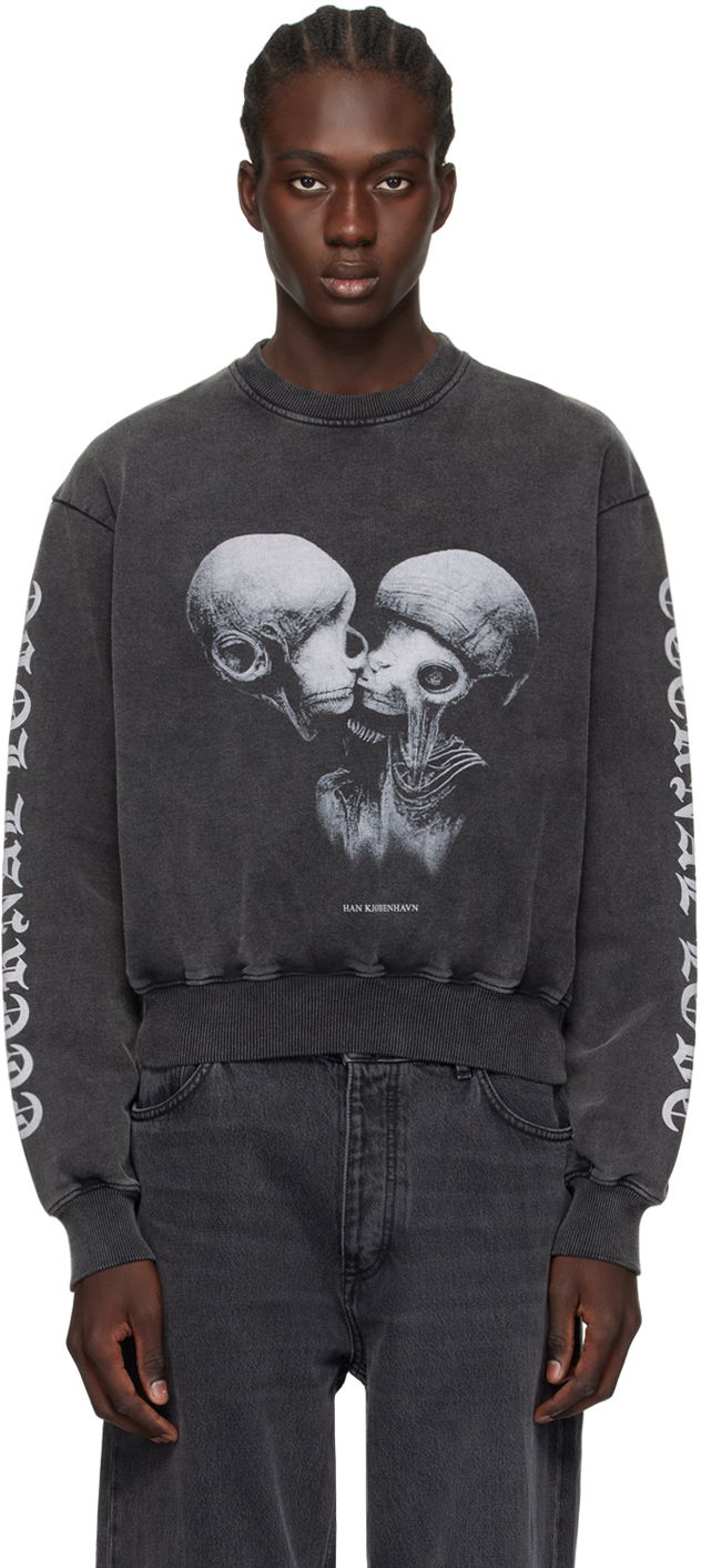 Sweatshirt Han Kjøbenhavn Aliens Kissing Graphic Sweatshirt Sort | M-133224