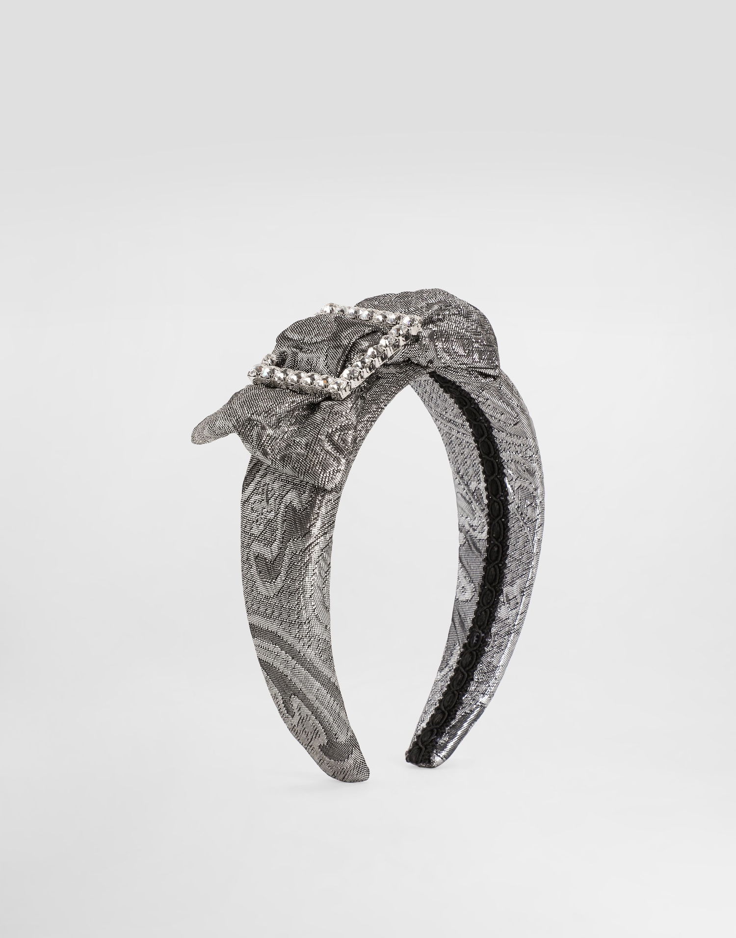 Tilbehør Dolce & Gabbana Crystal-Embellished Lamé Jacquard Knot Headband Metalisk | LB3L69HJMQWS0998, 0