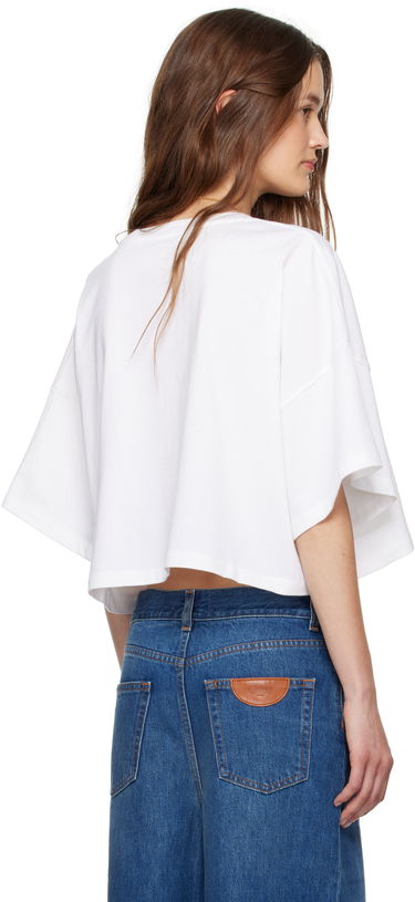 Crop top CHLOÉ Chloe Oversized Cropped Logo T-Shirt Hvid | CH25UJH09183, 2
