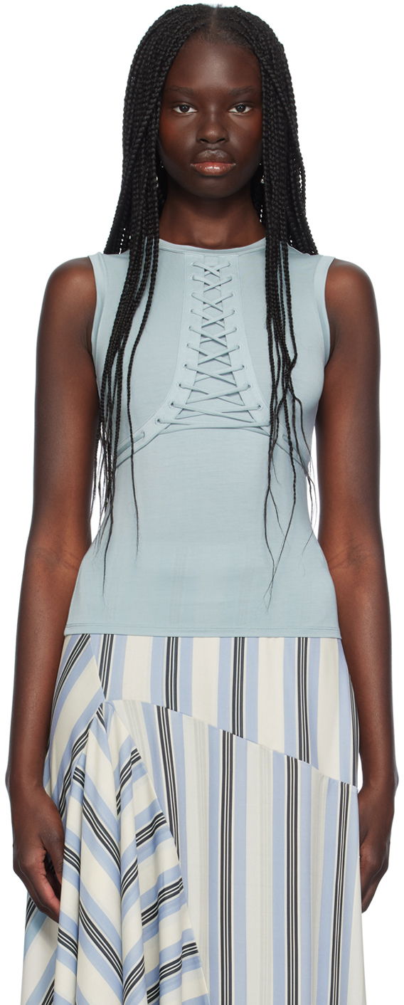 Tanktop Miaou Miaou Zora Lace-Up Tank Top Blå | 7127TJBAIR