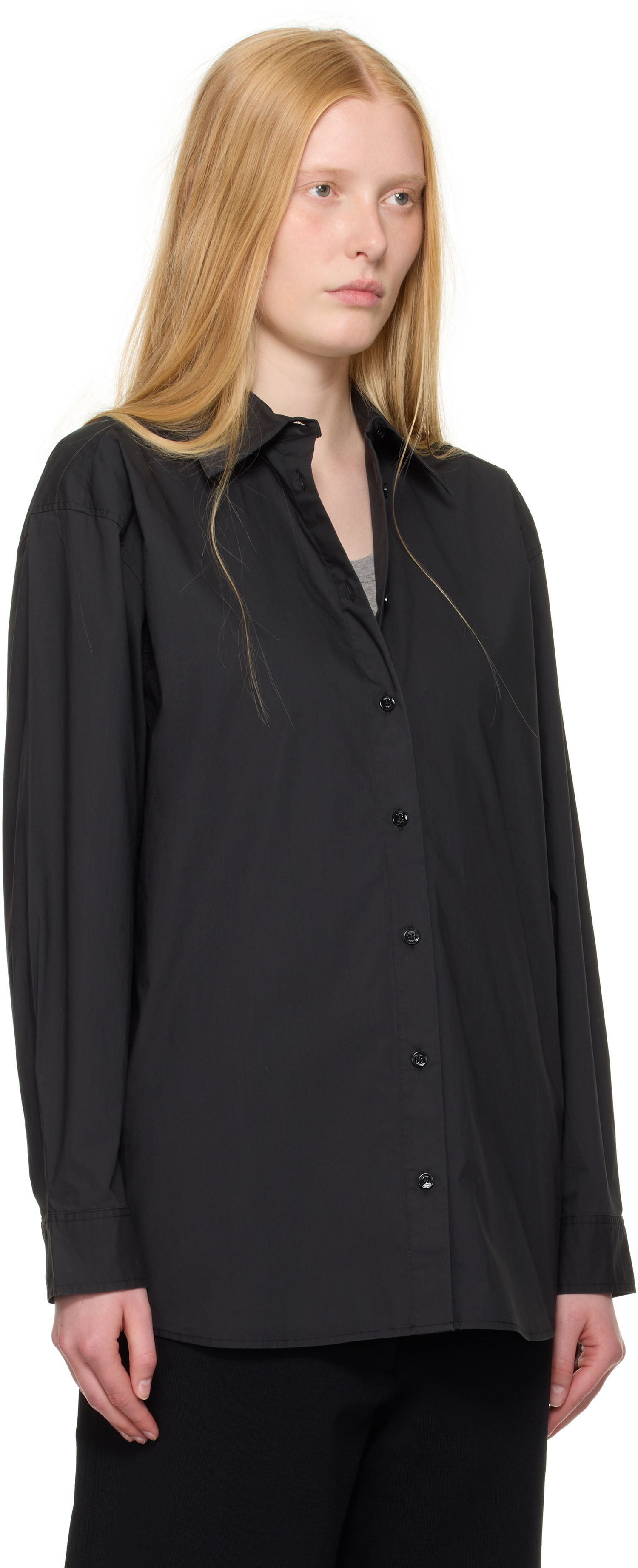 Skjorte TOTEME TOTEME Classic Tumbled Button-Down Shirt Sort | 252-WRT0480-FB0415, 1