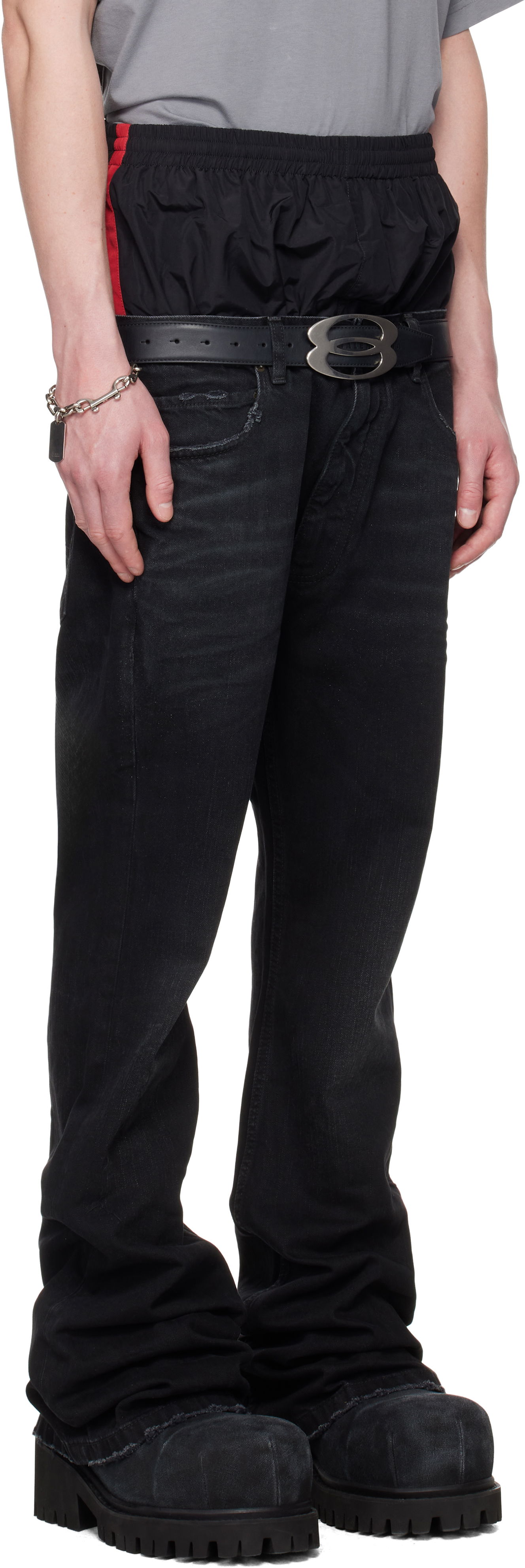 Jeans Balenciaga Balenciaga Layered Jeans Sort | 814224TRW58, 1