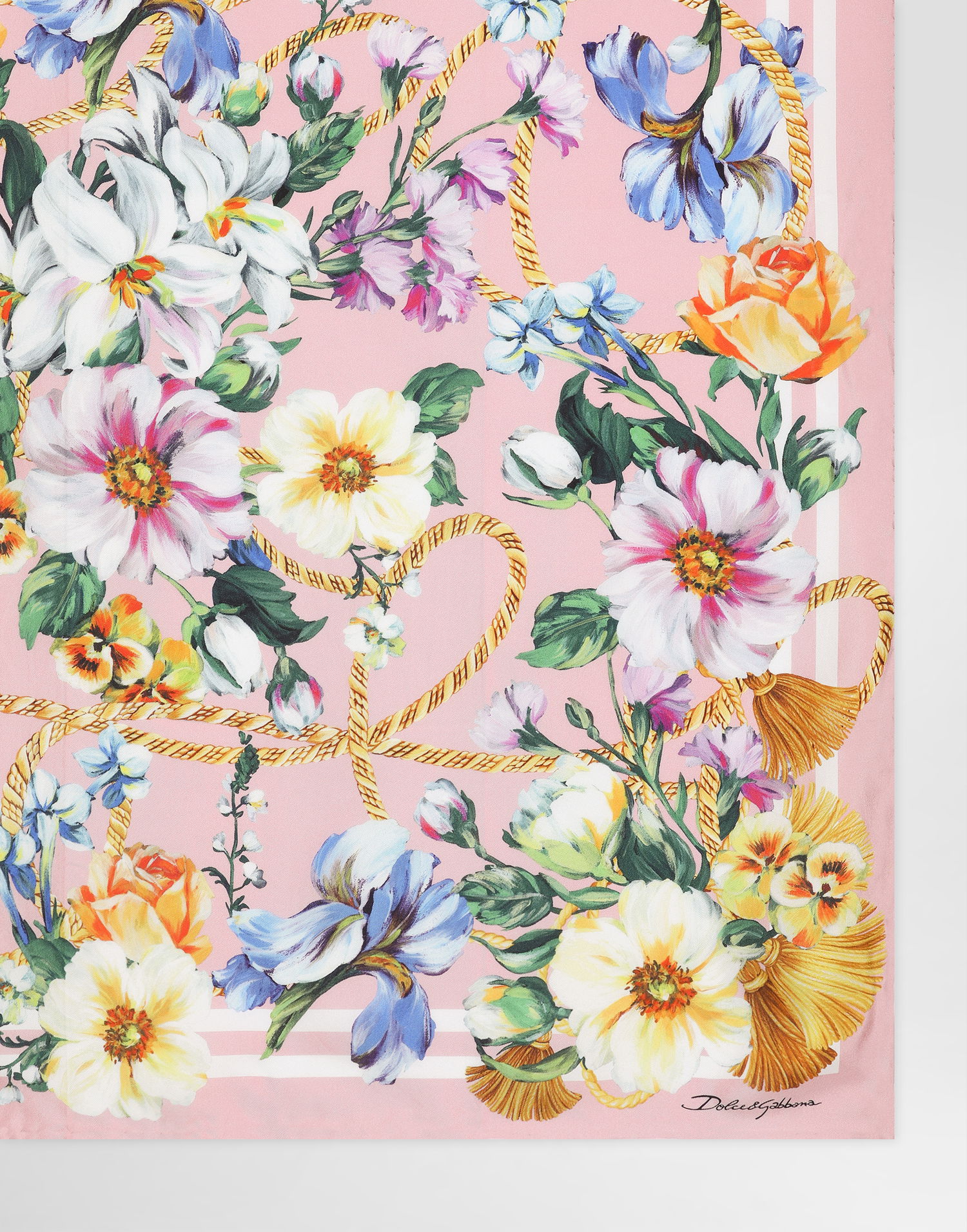 Tørklæde Dolce & Gabbana Dolce & Gabbana Floral Print Silk Twill Square Scarf Lyserød | FN090RGDCURHH5JC, 1