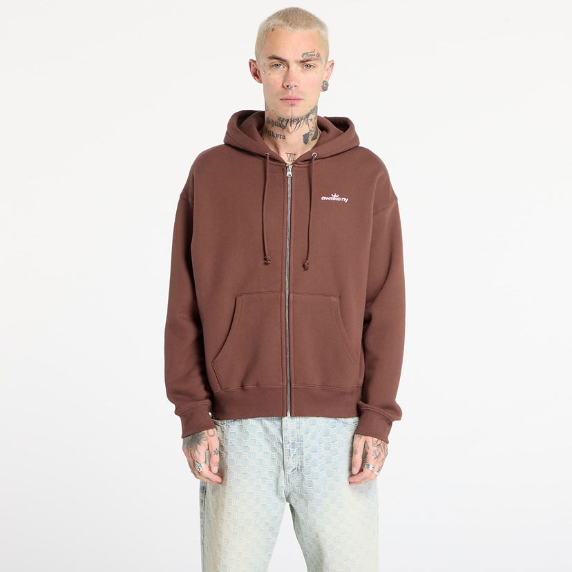 Sweatshirt Awake NY Awake NY Crown Logo Full-Zip Hoodie Brun | AWK-FW25-HD003-BRN