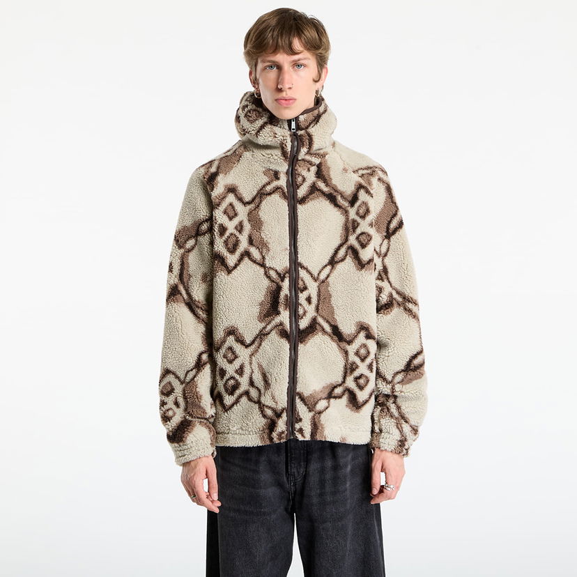 Sweatshirt DAILY PAPER Daily Paper Burned Shield Sherpa Hoodie Beige | 2521134