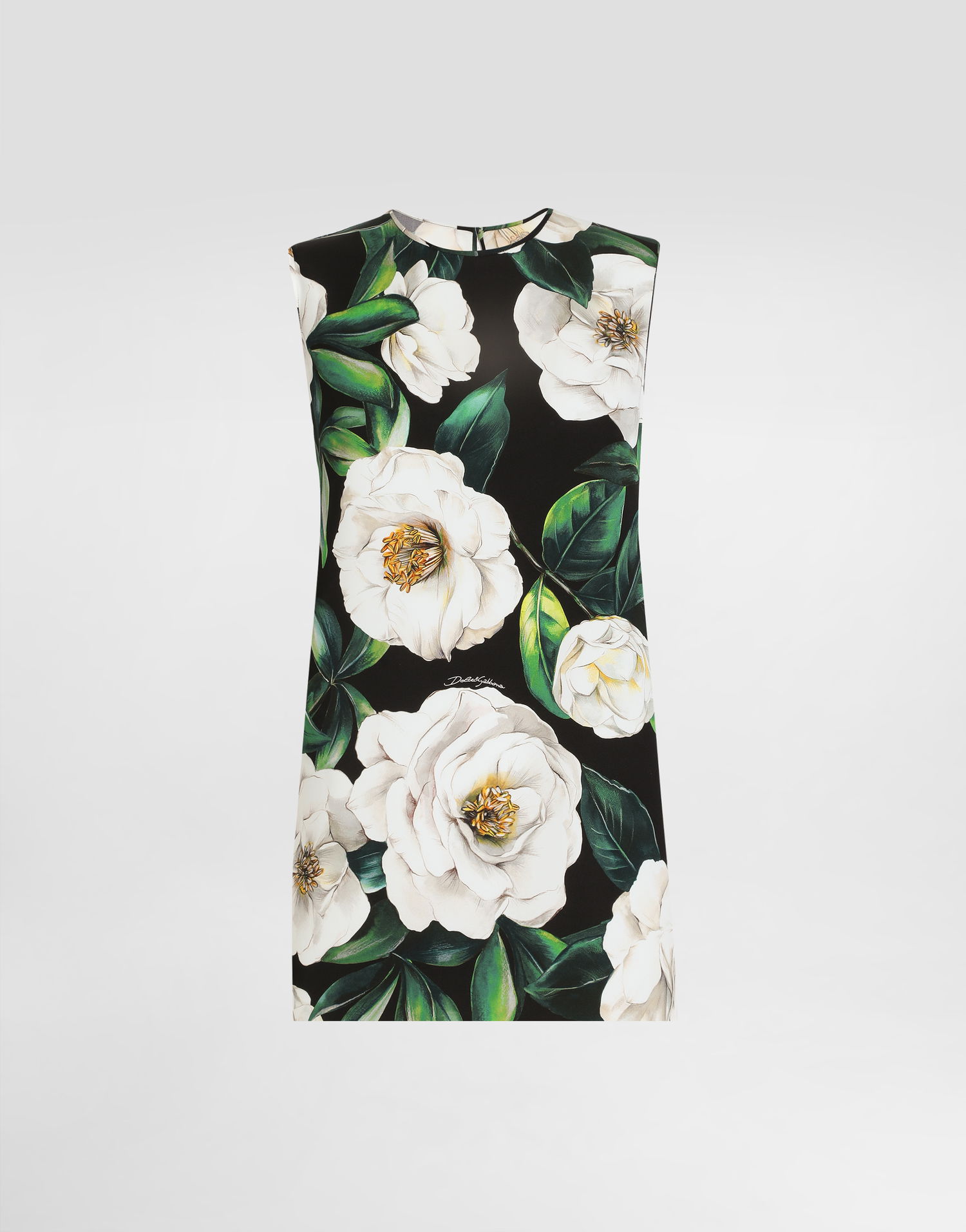 Tanktop Dolce & Gabbana Dolce & Gabbana Sleeveless Gardenia Print Charmeuse Top Sort | F7AO3TFSA7FHN5JB, 0