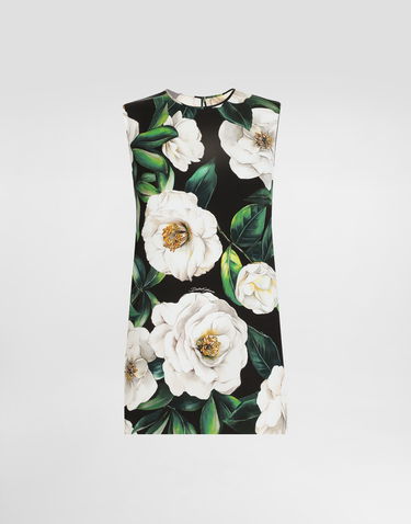 Tanktop Dolce & Gabbana Dolce & Gabbana Sleeveless Gardenia Print Charmeuse Top Sort | F7AO3TFSA7FHN5JB, 0