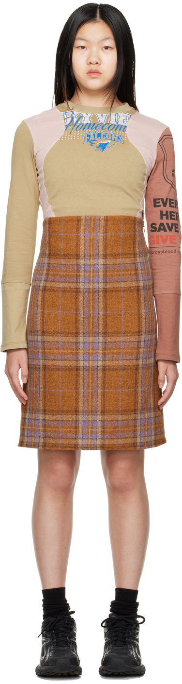 Nederdel We11done Plaid Mini Dress Brun | WD-OP3-22-219-W-OR