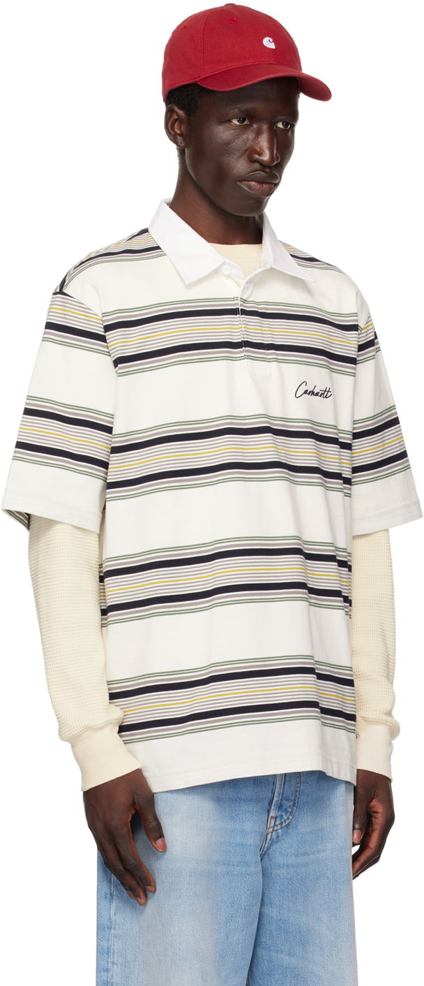 Polo skjorte Carhartt WIP Striped Rugby Polo Hvid | I033614, 1