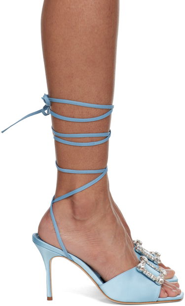 Tilbehør Manolo Blahnik Manolo Blahnik Lenole Pop Fabio Satin Heels Blå | 423-1722, 0