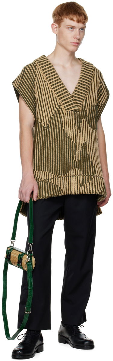 Sweater Feng Chen Wang Feng Chen Wang Jacquard Oversized V-Neck Vest Beige | FUF14KT06, 3