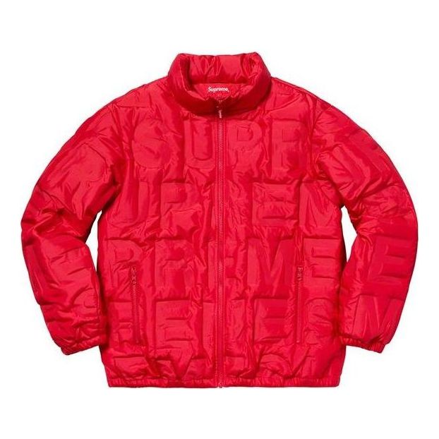 Puffer jakke Supreme Logo Embossed Puffy Jacket Rød | SUP-SS19-017