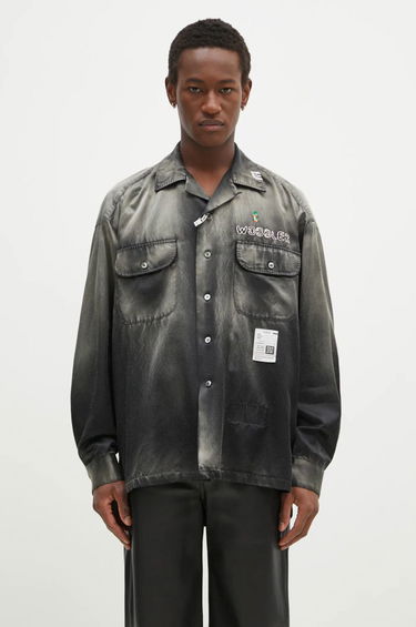 Skjorte Maison MIHARA YASUHIRO Maison MIHARA YASUHIRO Relaxed Fit Bleached Long Sleeve Satin Shirt Grå | J13SH183, 0