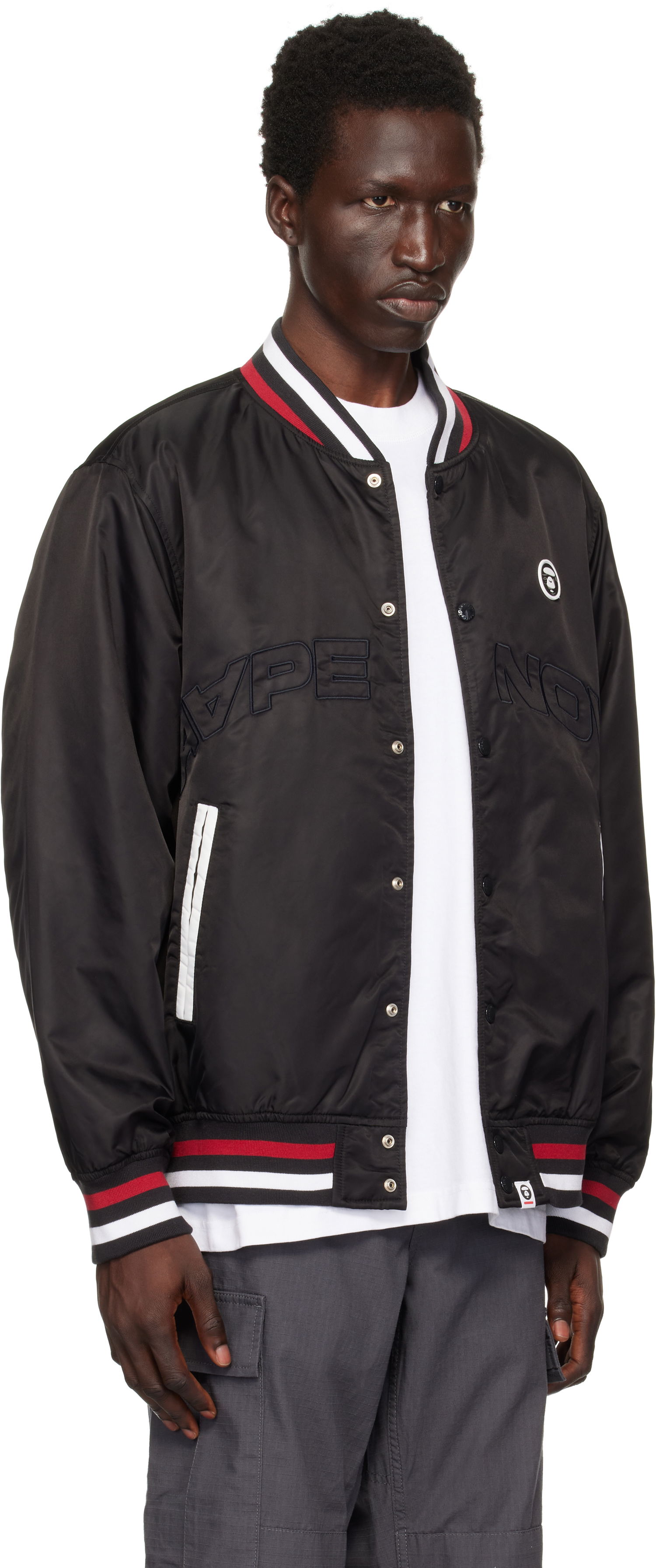 Bomberjakke AAPE by A Bathing Ape AAPE by A Bathing Ape 'AAPE Now' Bomber Jacket Sort | AAPJKM7656XXNBKX, 1