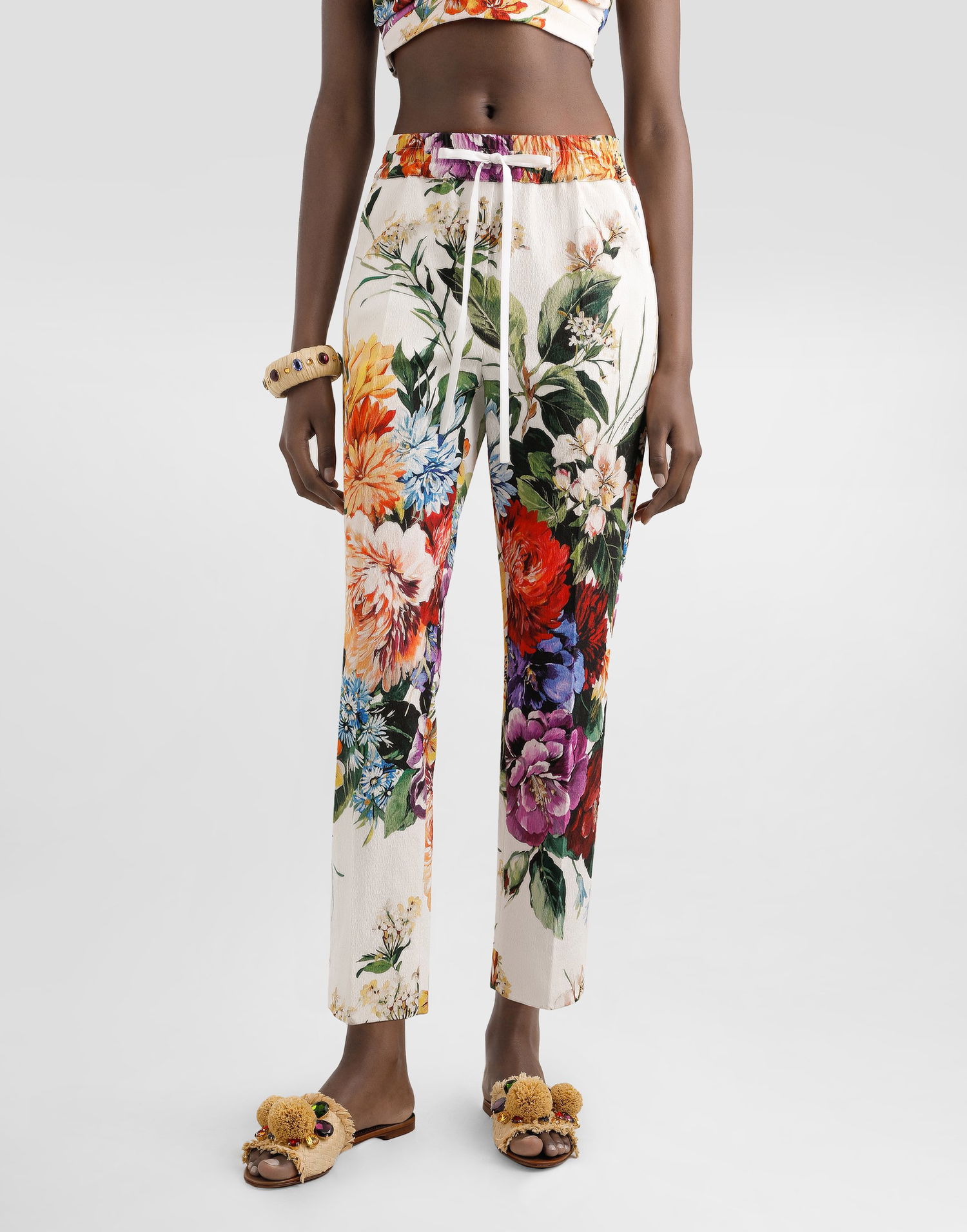 Bukser Dolce & Gabbana Dolce & Gabbana Flower Bouquet-Print Drawstring Trousers Flerfarvet | FTDCZTFSRQUHA5PC, 1