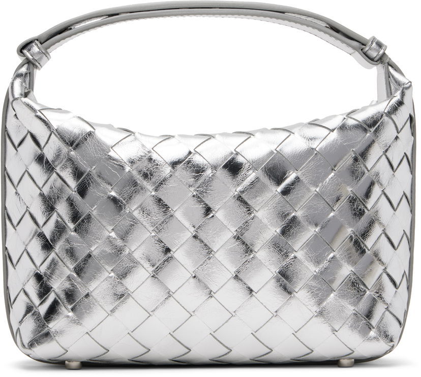 Håndtaske Bottega Veneta Wallace Metallic Leather Shoulder Bag Metalisk | 754443 V4P11