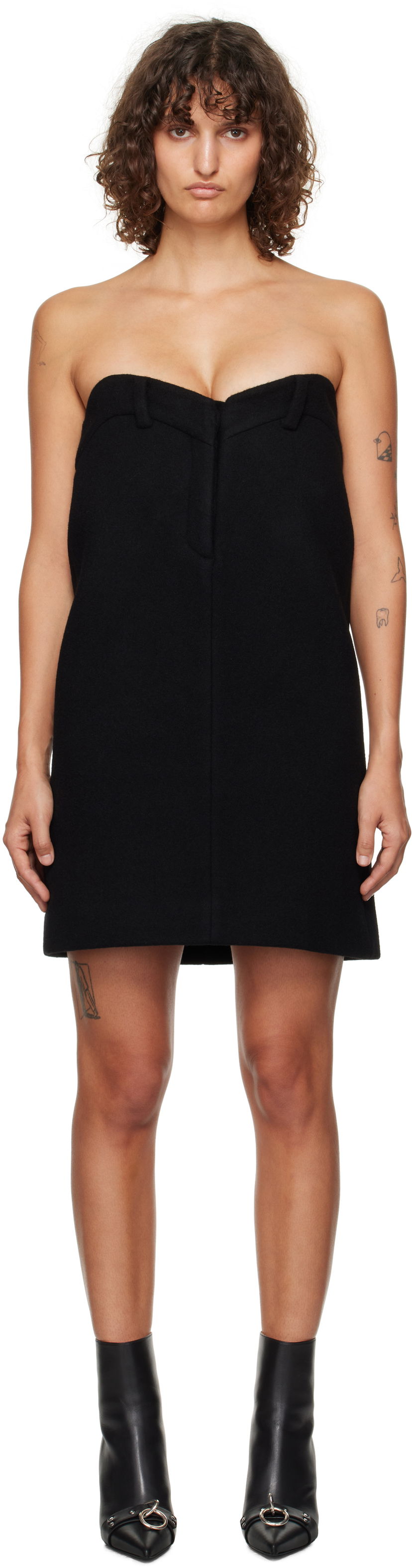 Kjole We11done We11done Sweetheart Mini Dress Sort | WD-OP3-24-119-W-BK