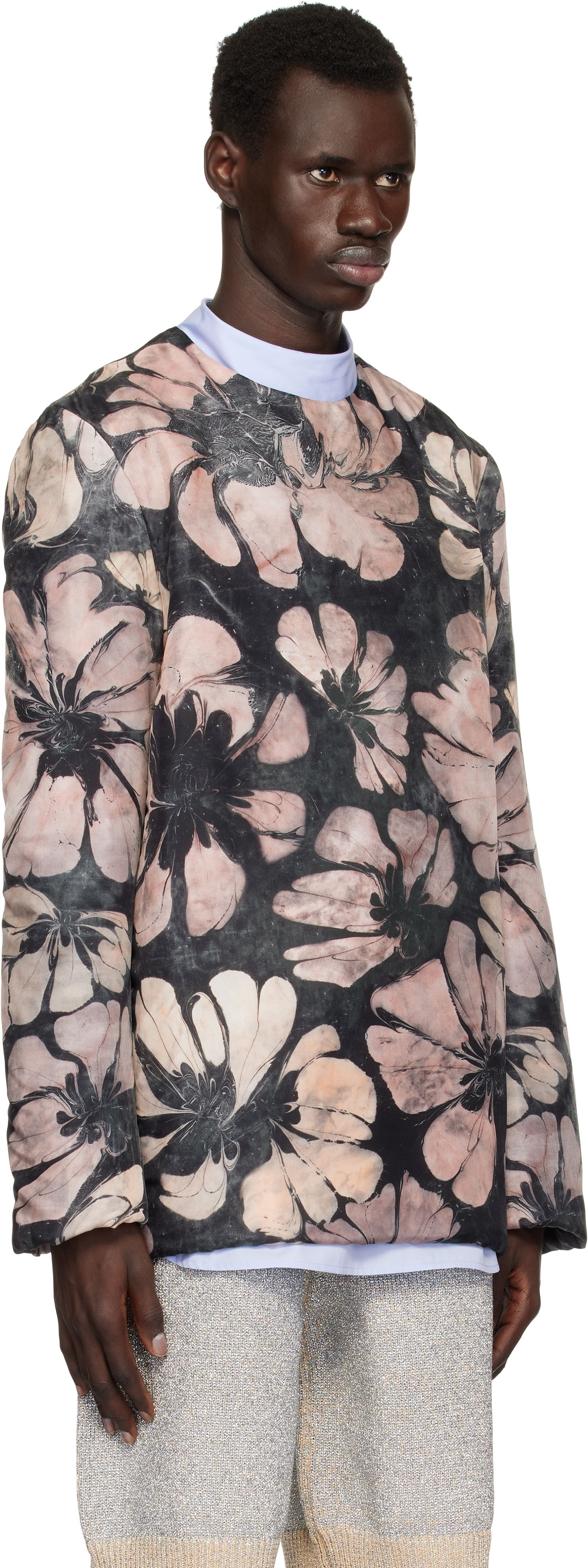 Sweater Dries Van Noten Dries Van Noten Silk Floral-Print Long Sleeve Top Lyserød | 251-020746-1202, 1