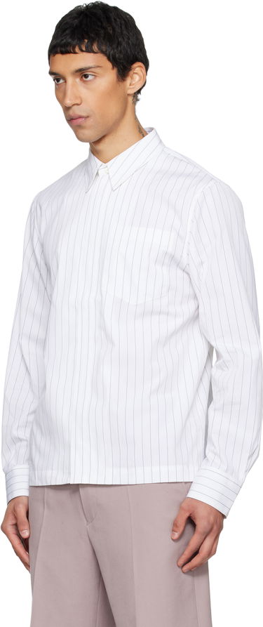 Skjorte Dries Van Noten Dries Van Noten Cotton Pinstripe Button-Front Shirt Hvid | 252-020708-2021, 3