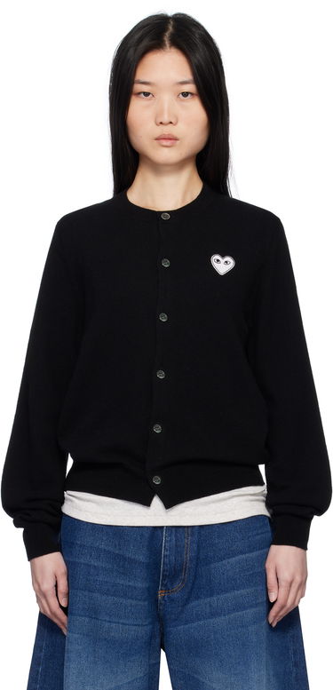 Sweater Comme des Garçons Black Cardigan With White Heart Sort | AX-N061-051, 0