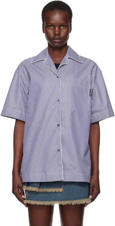 Skjorte Palm Angels Striped Shirt Blå | PWGG005S25FAB0014603, 0