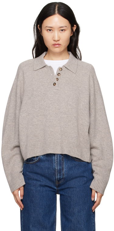 Sweater Loulou de Saison Loulou de Saison Homere Polo Sweater Beige | HOMERE, 0