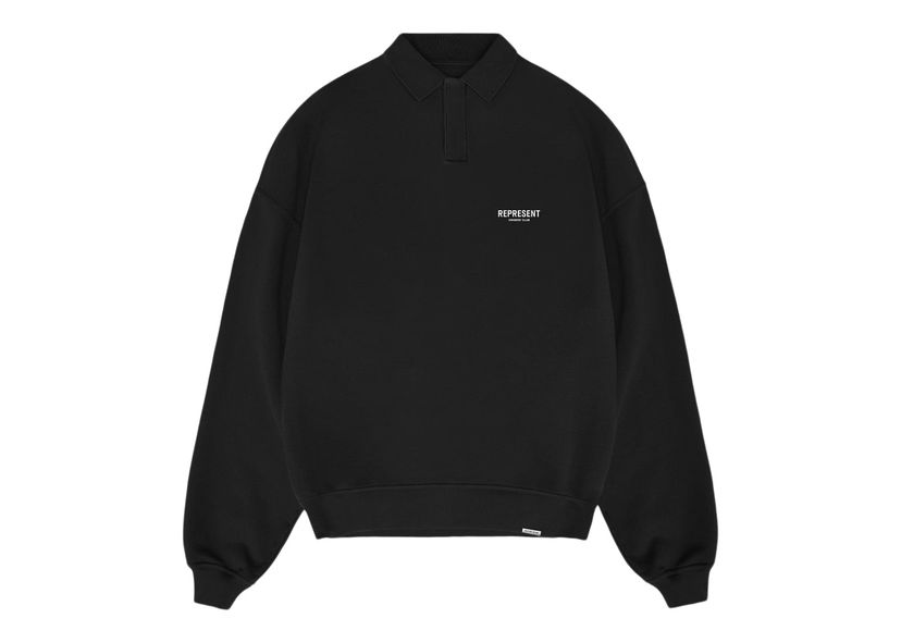 Sweater Represent Clo Represent Owners Club Long Sleeve Polo Sweater Black Sort | MS4024-01